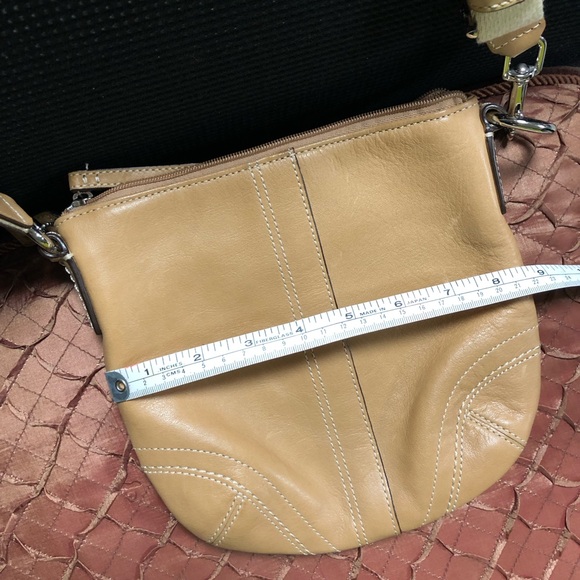 Coach Two-Tone Tan Leather Crossbody Bag - Picture 14 of 14